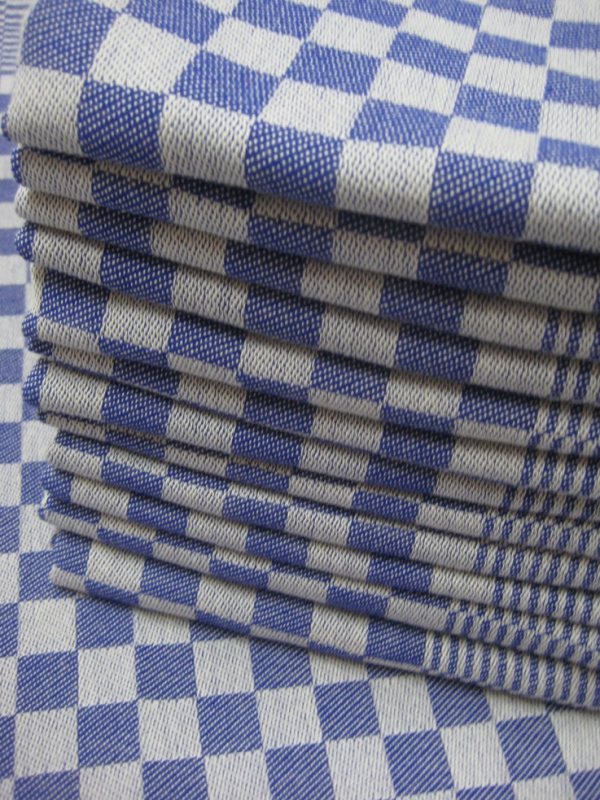 Essuie vaisselle 70x65cm 100 coton damier bleu 