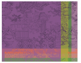 Tafelset 40x50 cm 100% katoen purple, vazen en paarse bloemen, groen en koraal