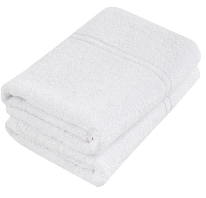 Cotton Plain White Terry Towel, Size: 70x140cm and 50x90cm