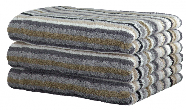 Handtuch 50x100 cm 100% Baumwolle grau, Frottier mehrfarbige Linien be