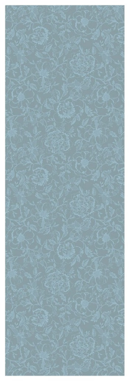 Tafelloper 55x180 cm 100% katoen blauwe bloemen op een blauwe achtergrond