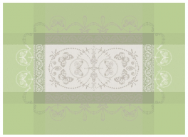 Placemat 40x55 cm 100% cotton butterfly medallion, green almond