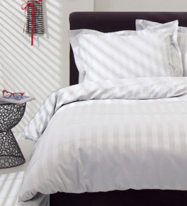 satin stripe bedding white