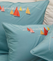 Bettbezug + Kissenbezug 100% Baumwolle Percale Gestickte Segelboote