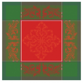 Servet 52x52 cm Kerst barok rood en groen 100% katoen 220gr/m²