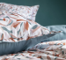 Duvet cover + pillowcase 100% cotton satin, modern vegetal graphic