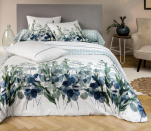 Duvet cover + pillowcase eucalyptus 100% printed cotton percale