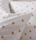 Housse de couette + taies 65x65 cm Coeurs d'or 100% coton percale