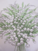 Zakdoek Bouquet de Lily of the Valley 31x31 cm bedrukt en handgerold Lehner