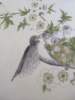 Mouchoir Oiseaux nid et branche 31x31 coton imprimé roulé main Lehner