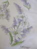 Handkerchief Lavender and daisies 31x31 cm cotton hand rolled Lehner