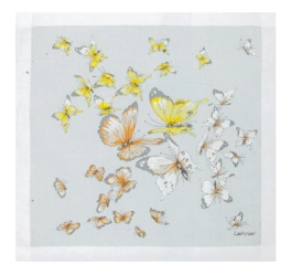 Mouchoir Regroupement de papillons 31x31 cm coton imprimé et roulé main Lehner