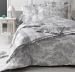 Housse de couette + taies 65x65 cm Toile de Jouy gris/blanc 100% coton percale