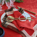 Serviette de table 54x54 cm Esprit de Noel rouge 100% coton jacquard, 220 gr/m²