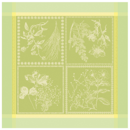 Serviette de table 53x53 cm Fleurs vert tendre 100% coton jacquard 245gr/m²