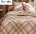 Dekbedovertrek + sloop 65x65 cm100% katoen flanel beige/bruin/wit raster