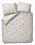 Housse couette 140x200/220 cm + 1 taie 65x65 cm 100% coton hérissons