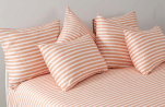 Duvet cover + pillowcase 65x65 cm Orange/white lines 100% cotton sateen