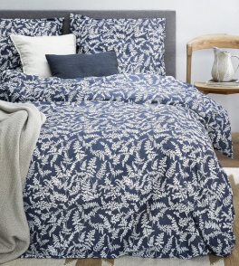 Duvet cover and pillowcase 60x70 cm 100% cotton percaline white/navy fern