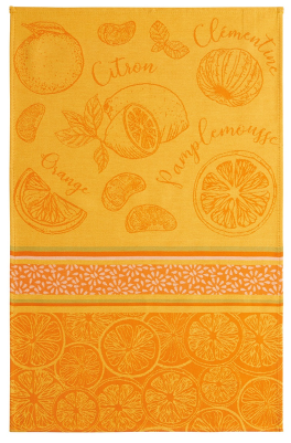 Essuie vaisselle Agrumes jaune/orange 100% coton jacquard 50x75 cm