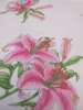 Pink daylily handkerchief 31x31 cotton printed  hand rolled Lehner