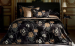 Duvet cover + pillowcases peony/magnolia bronze 100% organic cotton satin black