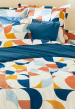 Duvet cover and pillowcase 65x65 modern geometry blue 100% percale cotton