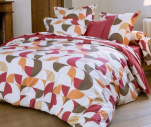 Dekbedovertrek en sloop 65x65 cm roze moderne geometrie 100% perkal katoen