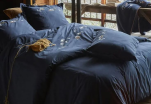 Duvet cover + pillowcase 65x65 cm 100% cotton percale Blue Chalet embroidered