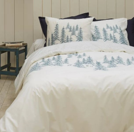 Housse couette + taie 65x65 cm 100% coton percale foret, biche et cerf