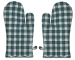 2 Kitchen gloves 17x33 cm in green and white checked cotton