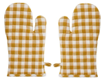 2 Gants de cuisine 17x33 cm en coton carreaux jaunes safrans et blancs