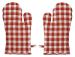 2 Gants de cuisine 17x33 cm en coton carreaux rouges et blancs