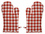 2 Kitchen gloves 17x33 cm in red and white checked cotton