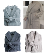 Plain indoor bathrobe 100% extra soft microfiber polyester