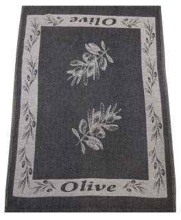 Olivschwarzes Geschirrtuch aus 100 % Baumwoll-Jacquard, 50 x 70 cm