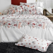 Taie 65x65 ou 50x70 fleurs bordeaux corail 100% coton percale peigné, 80fils/cm²