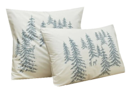 Taie d'oreiller 65x65 ou 50x70 cm 100% coton percale foret, biche et cerf