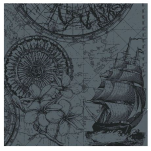 Napkin 59x59 cm black wind rose 100% cotton black overlock