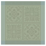 Serviette de table 54x54 cm carreaux florale vert tilleul 100% lin