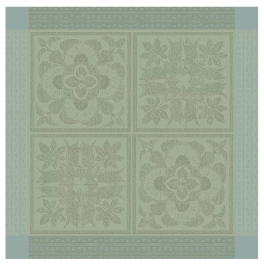 Serviette de table 54x54 cm carreaux florale vert tilleul 100% lin