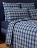 Duvet cover + pillowcase 100% cotton flannel Blue and gray tartan Tommy Hilfiger