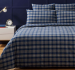 Duvet cover + pillowcase 100% cotton flannel Blue and gray tartan Tommy Hilfiger