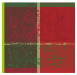 Napkin 52x52 cm 100% cotton jacquard red/green mistletoe, 220 gr/m²