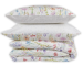 Housse de couette + taies fleurs aquarelles 100% coton percale imprimé 80filscm²