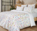 Housse de couette + taies fleurs aquarelles 100% coton percale imprimé 80filscm²